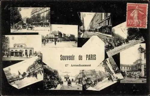 Ak Paris XVII., Straßenpartie, Place Clichy, Denkmal