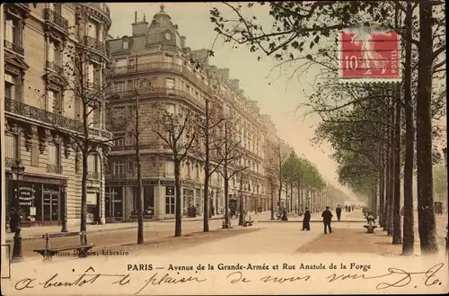 Ak Paris XVII, Avenue de la Grande Armée, Rue Anatole de la Forge