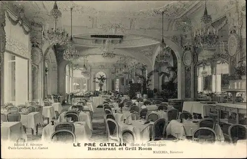 Ak Paris XVI Passy, Bois de Boulogne, Le Pre Catelan, Restaurant und Grillraum