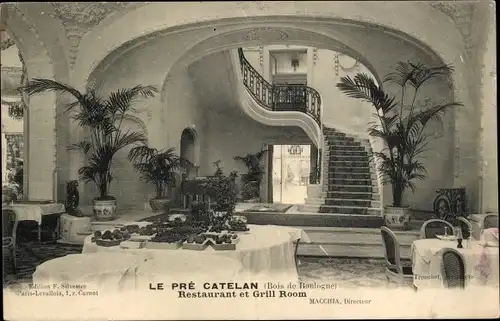 Ak Paris 16, Le Pré Catelan, Bois de Boulogne, Restaurant l'aillard, Die große Treppe, Große Treppe