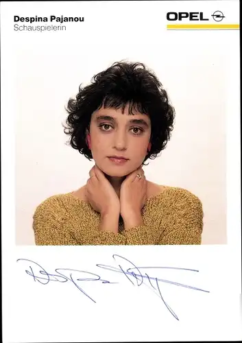 Ak Schauspielerin Despina Pajanou, Portrait, Opel, Autogramm