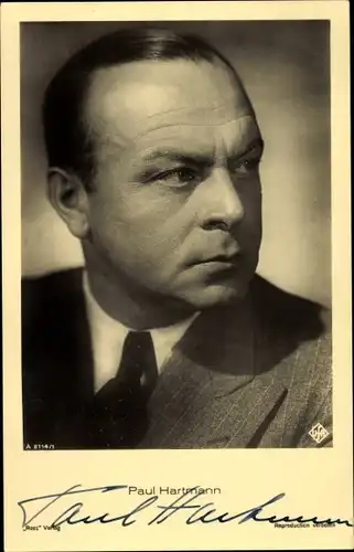 Ak Schauspieler Paul Hartmann, Portrait, Autogramm