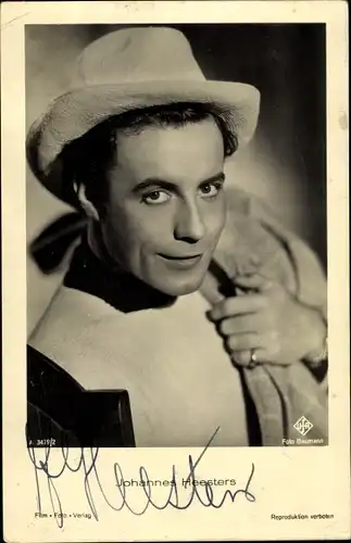 Ak Schauspieler Johannes Heesters, Portrait mit Hut, Autogramm