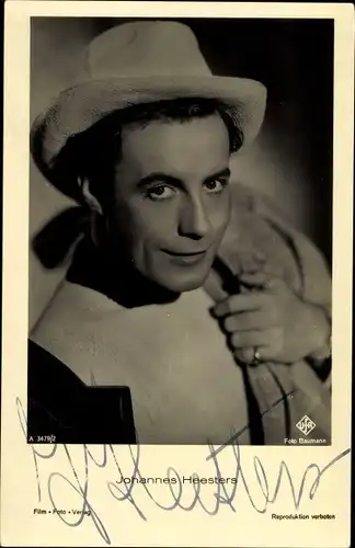 Ak Schauspieler Johannes Heesters, Portrait mit Hut, Autogramm