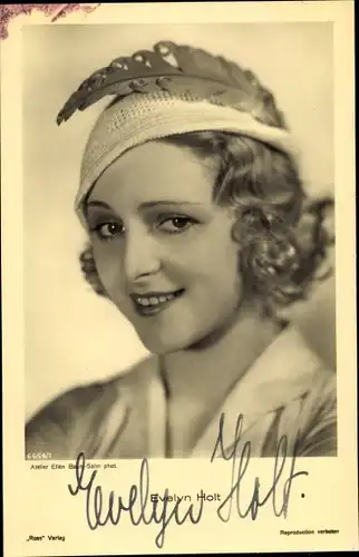 Ak Schauspielerin Evelyn Holt, Portrait, Autogramm
