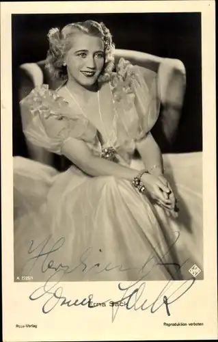 Ak Opernsängerin Erna Sack, Portrait, Ross Verlag  2725/1, Autogramm