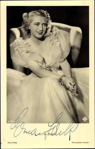 Ak Opernsängerin Erna Sack, Portrait, Ross Verlag  2725/1, Autogramm