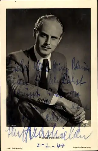 Ak Schauspieler Hans Nielsen, Portrait, Ross Verlag A 3360/1, Autogramm