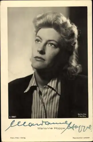 Ak Schauspielerin Marianne Hoppe, Portrait, Autogramm