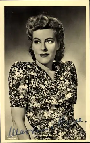 Ak Schauspielerin Marianne Hoppe, Portrait, Autogramm