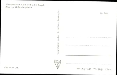Ak Rehefeld Zaunhaus Altenberg im Erzgebirge, VP-Erholungsheim