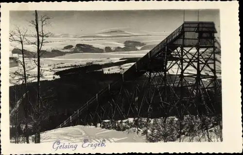 Ak Geising Altenberg im Erzgebirge, Winter, Sprungschanze