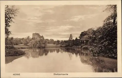 Ak Herne im Ruhrgebiet, Stadtpark, Teich