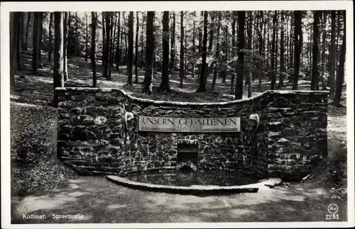 Ak Eibau Kottmar Sachsen, Spreequelle, Kriegerehrenstätte des Verbandes Lusatia