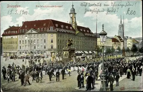 Ak Dresden Neustadt, Neustädter Markt, Wachtparade