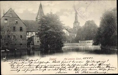 Ak Soest in Westfalen, Am großen Teich