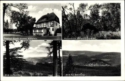 Ak Warstein, Gasthof Stimm-Stamm, Eversberg, Ruhrtal, Hamorsbruch, Panorama, Eversberg