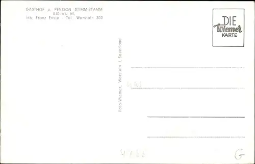 Ak Warstein, Gasthof Stimm-Stamm, Eversberg, Ruhrtal, Hamorsbruch, Panorama, Eversberg