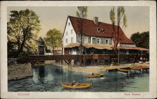 Ak Ehrenfeld Bochum im Ruhrgebiet, Haus Rechen, Ruderboote