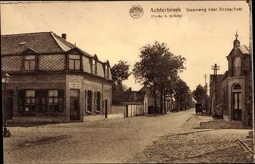 Ak Achterbroek Flandern Antwerpen, Steenweg nach Brasschaat