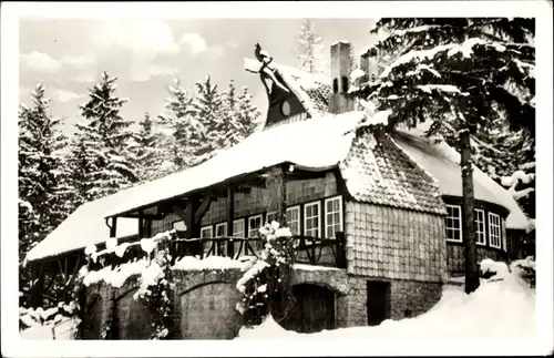 Ak Bad Harzburg in Niedersachsen, Kaffeehaus Winuwuk im Winter