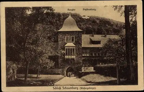 Ak Schaumburg Rinteln an der Weser, Schloss Schaumburg, Burg, Burgtor, Paschenburg