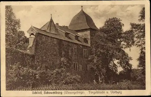 Ak Schaumburg Rinteln an der Weser, Schloss Schaumburg, Burg, Torgebäude, Vorburg