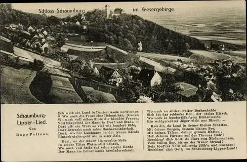 Ak Schaumburg Rinteln an der Weser, Schloss Schaumburg, Text Schaumburg-Lipper-Lied