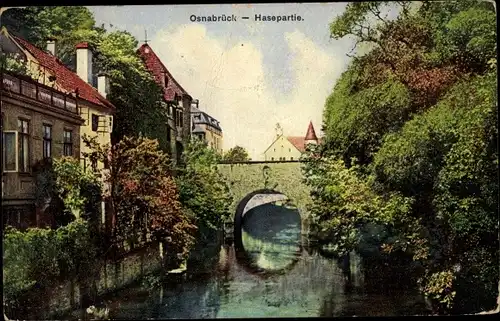 Ak Osnabrück in Niedersachsen, Hasepartie, Brücke