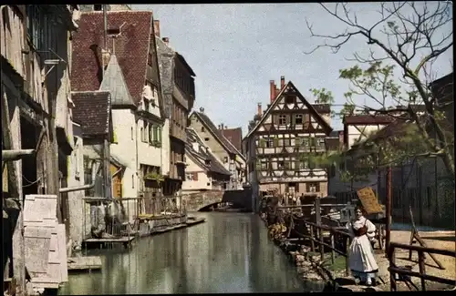 Ak Ulm an der Donau, Partie an der Blau