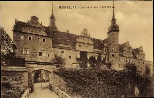 Ak Merseburg an der Saale, Schloss, Schlossbrücke