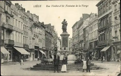 Ak Liège Lüttich Wallonien, Rue Vinave de lle, Brunnen der Jungfrau