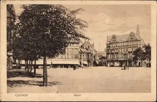 Ak Castrop Rauxel im Ruhrgebiet, Partie am Markt