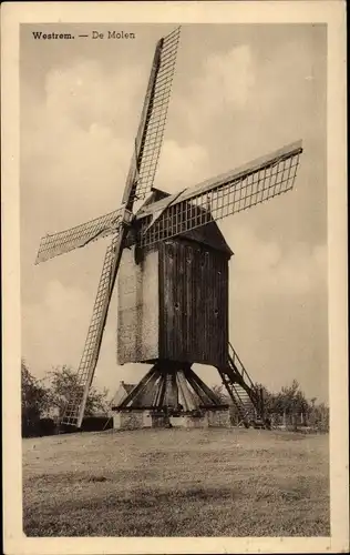 Ak Westrem Ostflandern, Windmühle