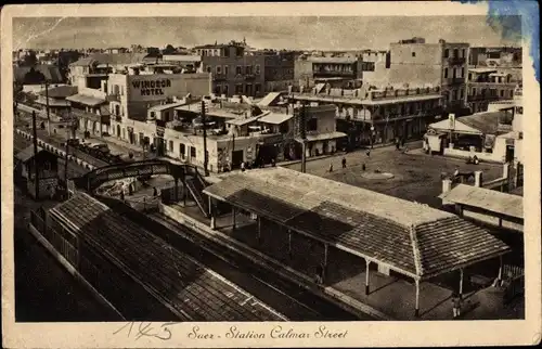 Ak Suez Ägypten, Station Calmar-Straße