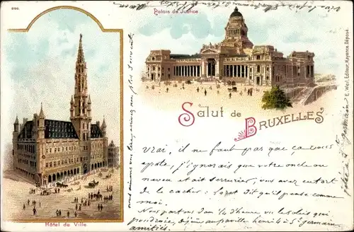 Litho Brüssel Brüssel, Rathaus, Justizpalast