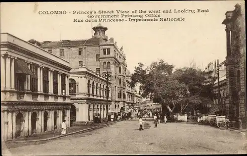 Ak Colombo Ceylon Sri Lanka, Rue de la Princesse, Imprimerie Nationale