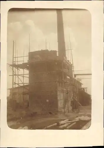 5 alte Fotos Gaswerkbau der Firma Didier, diverse Ansichten