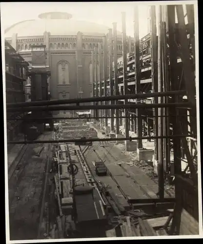 Foto Hamburg Mitte Grasbrook, Gaswerk im Bau, Baustelle, Firma Didier 1928
