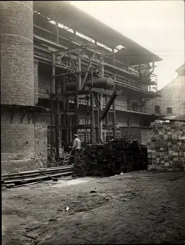 Foto Hamburg Mitte Grasbrook, Gaswerk im Bau, Baustelle, Firma Didier 1928