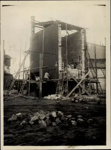 Foto Iława Deutsch Eylau Westpreußen, Gaswerk im Bau, Baustelle, Firma Didier, 1925