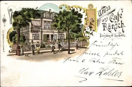 Litho Dresden Nordost Loschwitz, Bäckerei und Cafe Rönsch