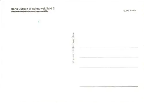 Ak Hans-Jürgen Wischnewski, Politiker, Portrait, Autogramm
