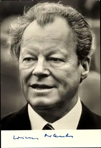 Ak Willy Brandt, Vorsitzender der SPD, Bundeskanzler, Porträt, Autogramm