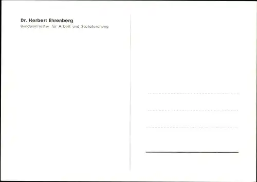 Ak Herbert Ehrenberg, Politiker, Portrait, Autogramm