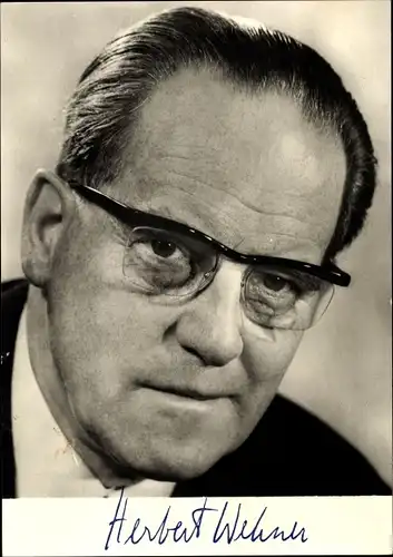 Ak Stellvertretender Vorsitzender der SPD, Herbert Wehner, Portrait, Autogramm