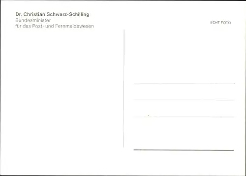 Ak Politiker Christian Schwarz-Schilling, Portrait, Autogramm