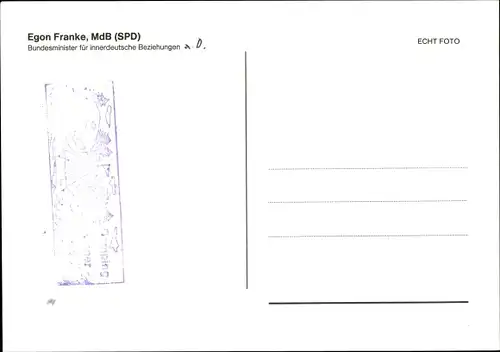 Ak Egon Franke, Politiker, Portrait, Autogramm