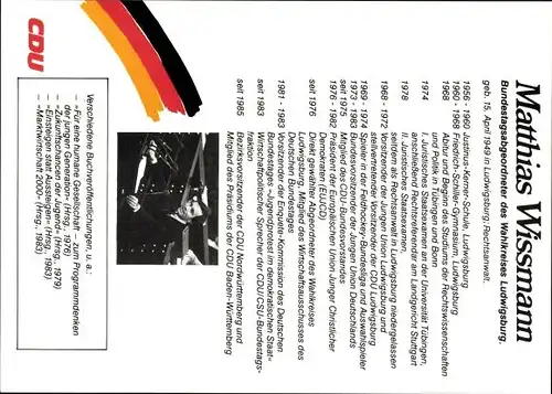 Ak Matthias Wissmann, Politiker, Portrait, Autogramm