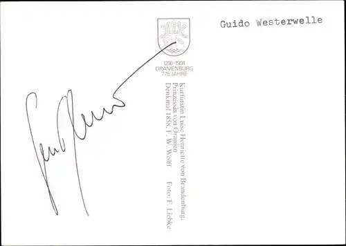 Ak Guido Westerwelle, Politiker, Autogramm